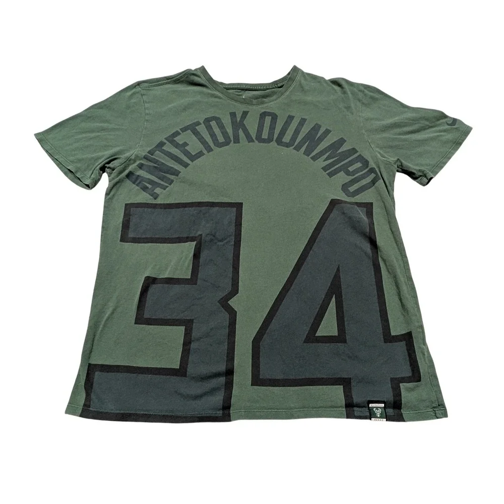 Nike T-Shirt Mens Large Green‎ Giannis Antetokounmpo 34 Milwaukee Bucks Athletic
